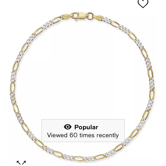 Thin Figaro Chain Ankle Bracelet in 18k Gold-Plated Sterling Silver - Picture 2 of 3